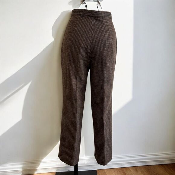 Vintage High Waisted Plaid Pants Brown Black Wool Straight Leg San Gallo 6 Small - Picture 2 of 7